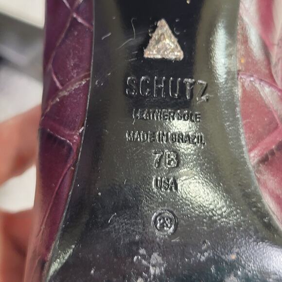 Schutz Raffaela Bootie womens boots Leather Cherry Wine size 7B - Picture 5 of 7